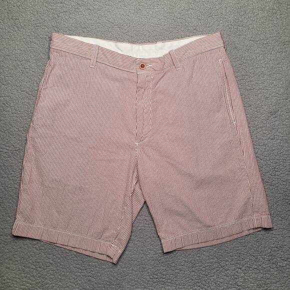 J. Crew Other - J. Crew Shorts Mens 34 Brown White Stripes Seersucker Preppy Casual Vacation